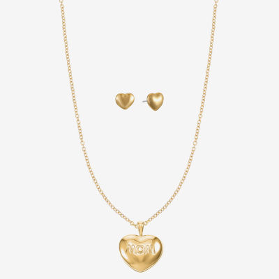 Mixit Gold Tone Mom Pendant Necklace & Stud Earrings 2-pc. Heart Jewelry Set