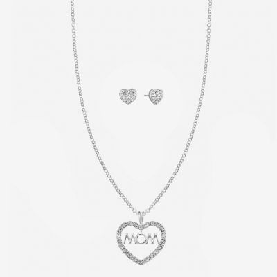 Mixit Silver Tone Mom Pendant Necklace & Stud Earrings 2-pc. Heart Jewelry Set