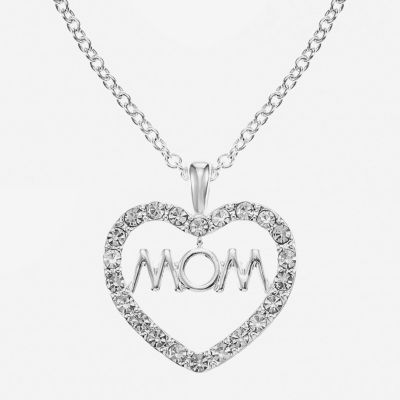 Mixit Silver Tone Mom Pendant Necklace & Stud Earrings Womens Heart Hypoallergenic 2-pc. Jewelry Set