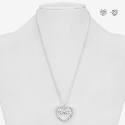 Mixit Silver Tone Nana Pendant Necklace & Stud Earrings 2-pc. Heart Jewelry Set