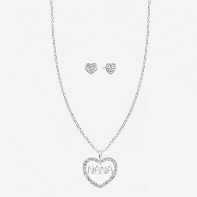 Mixit Silver Tone Nana Pendant Necklace & Stud Earrings 2-pc. Heart Jewelry Set