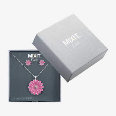 Mixit Silver Tone Pendant Necklace & Stud Earrings 2-pc. Flower Jewelry Set