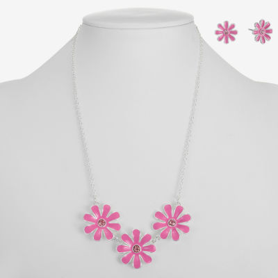 Mixit Silver Tone Collar Necklace & Stud Earrings 2-pc. Flower Jewelry Set