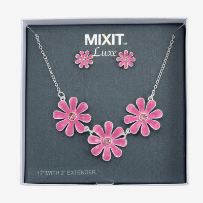 Mixit Silver Tone Collar Necklace & Stud Earrings 2-pc. Flower Jewelry Set