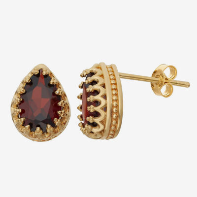 Genuine Garnet 14K Gold Over Silver Earrings