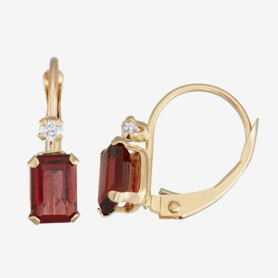 Genuine Red Garnet 10K Gold Drop Earrings