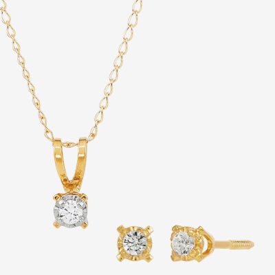 Natural White Diamond 14K Gold Round 2-pc. Jewelry Set