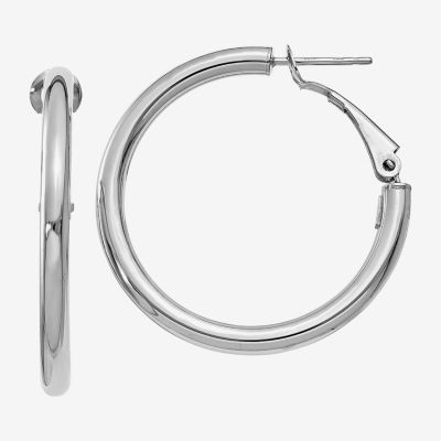 Made in Italy 14K White Gold 25mm Round Hoop Earrings