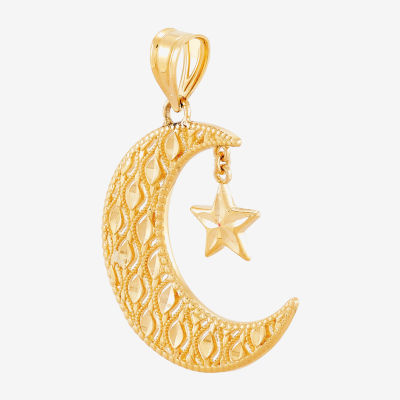 Womens 10K Gold Moon Pendant