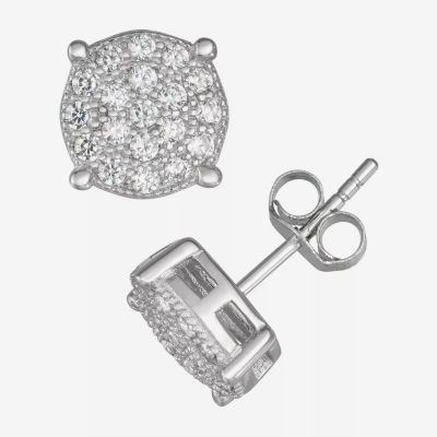 1 1/10 CT. White Cubic Zirconia Sterling Silver 8.9mm Stud Earrings