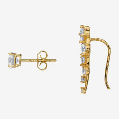 DiamonArt® 2 1/5 CT. T.W. White Cubic Zirconia 14K Gold Over Silver Ear Pins