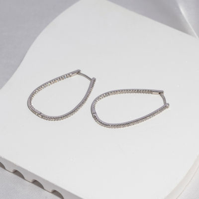 Diamonart White Cubic Zirconia Sterling Silver 38.1mm Round Hoop Earrings