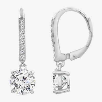 Diamonart White Cubic Zirconia Sterling Silver Round Drop Earrings