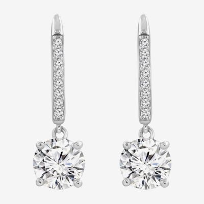 Diamonart White Cubic Zirconia Sterling Silver Round Drop Earrings