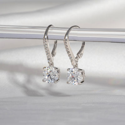 Diamonart White Cubic Zirconia Sterling Silver Round Drop Earrings