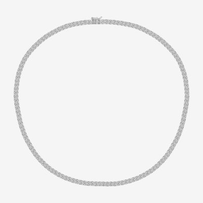 Diamonart Womens White Cubic Zirconia Sterling Silver Round Tennis Necklaces