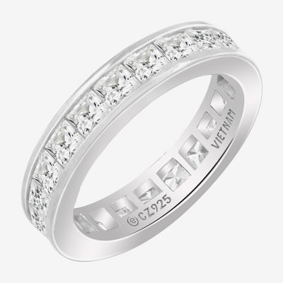 Diamonart White Cubic Zirconia Sterling Silver Eternity Band