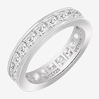 Diamonart White Cubic Zirconia Sterling Silver Eternity Band, 6, Sterling Silver