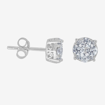 1 CT. T.W. Mined White Diamond Sterling Silver 7.1mm Stud Earrings