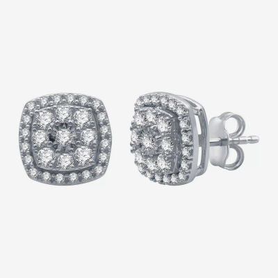1 CT. T.W. Mined White Diamond Sterling Silver 11.1mm Stud Earrings