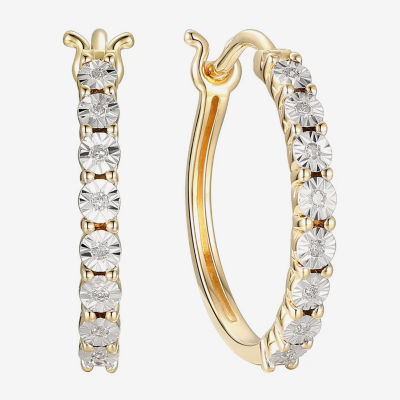 1/10 CT. T.W. Natural White Diamond 14K Gold Over Silver 18mm Hoop Earrings