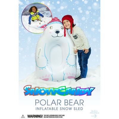 Pool Candy Polar Bear Inflatable Kids Snow Sled