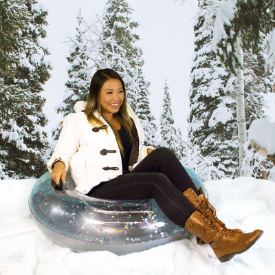 Pool Candy Deluxe Silver Glitter Inflatable Snow Sleds