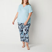 Ambrielle Womens Plus Short Sleeve V Neck Pajama Top