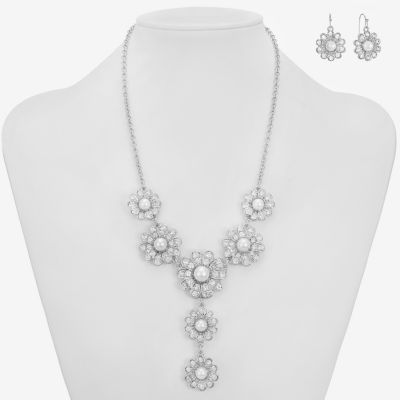 Monet Jewelry Y Necklace And Drop Earring 2-pc. Glass Flower Jewelry Set