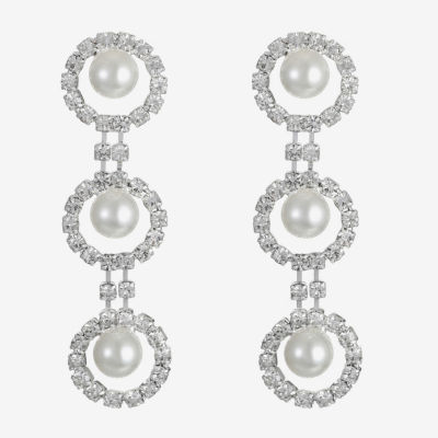 Monet Jewelry Linear Simulated Pearl Drop Earrings