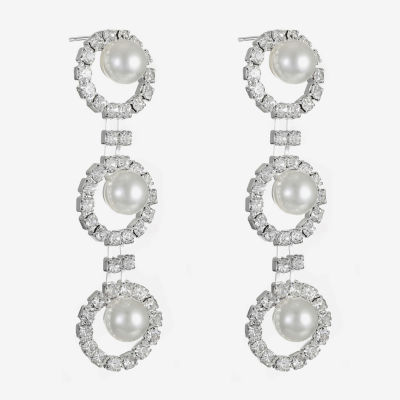 Monet Jewelry Linear Simulated Pearl Drop Earrings