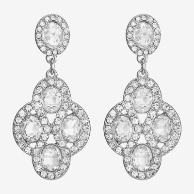 Monet Jewelry Silver Tone Glass Drop Earrings