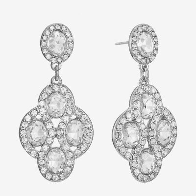 Monet Jewelry Timeless Silver Tone Womens Glass Hypoallergenic Drop Earrings