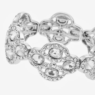 Monet Jewelry Silver Tone Glass Stretch Bracelet