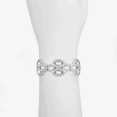 Monet Jewelry Silver Tone Glass Stretch Bracelet