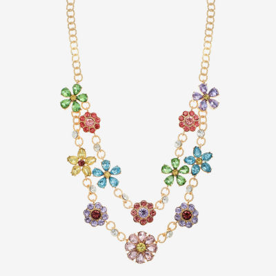 Monet Jewelry Glass 20 Inch Link Flower Statement Necklace