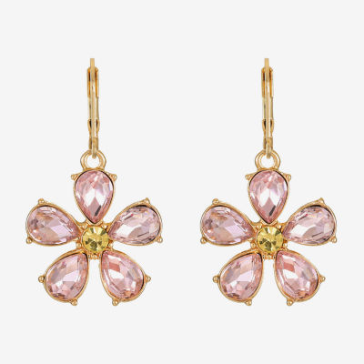 Monet Jewelry Glass Flower Drop Earrings