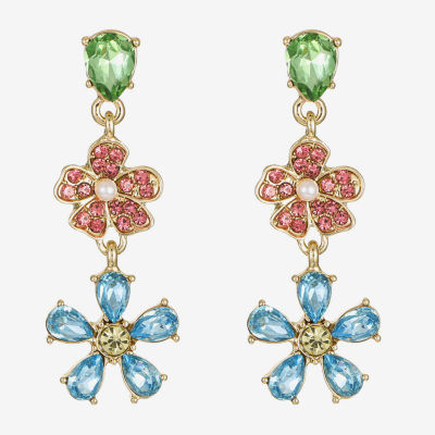 Monet Jewelry Glass Flower Drop Earrings