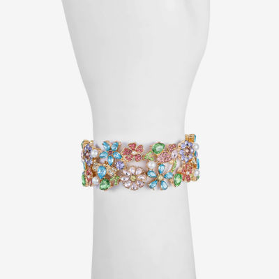 Monet Jewelry Glass Flower Stretch Bracelet