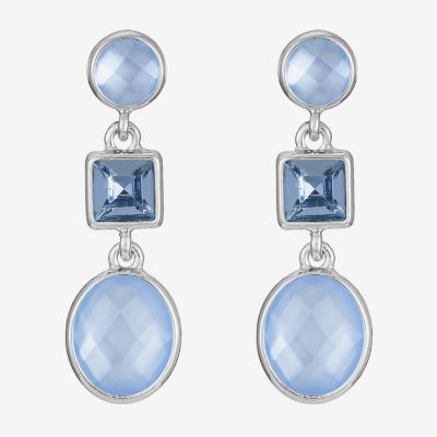 Monet Jewelry Glass Oval Square Drop Earrings
