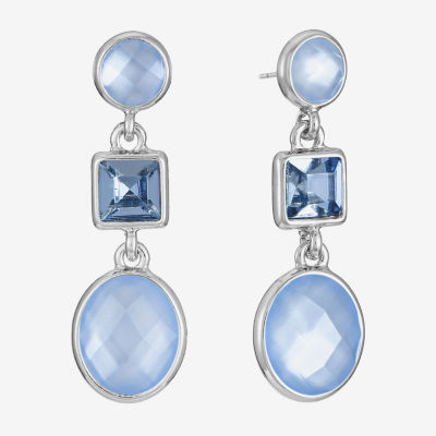 Monet Jewelry Glass Oval Square Drop Earrings
