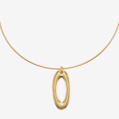 Liz Claiborne Womens Zinc Oval Pendant Necklaces