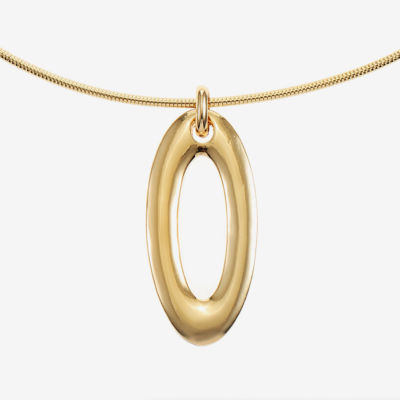 Liz Claiborne Womens Zinc Oval Pendant Necklaces