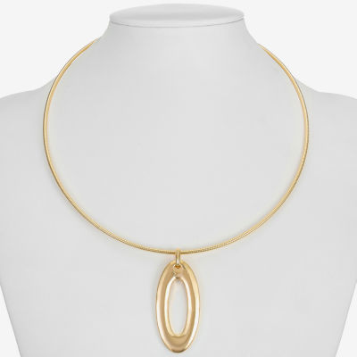 Liz Claiborne Womens Zinc Oval Pendant Necklaces