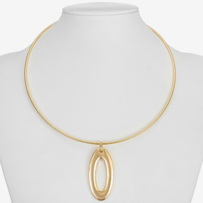 Liz Claiborne 18 Inch Omega Oval Pendant Necklace