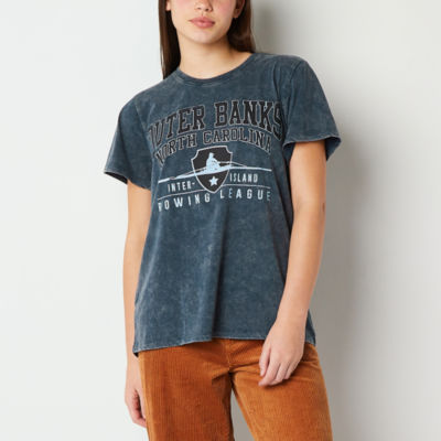 Juniors Outer Banks North Carolina Oversized Womens Crew Neck Short Sleeve Graphic T-Shirt