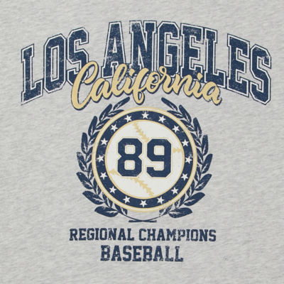 Juniors Los Angeles California Baseball Cropped Womens Crew Neck Short Sleeve Graphic T-Shirt