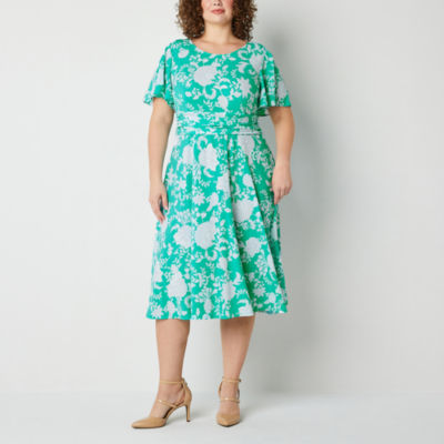 Perceptions short sleeve outlet fit & flare dress