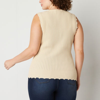 Rib-knit Cross-back Sleeveless Top