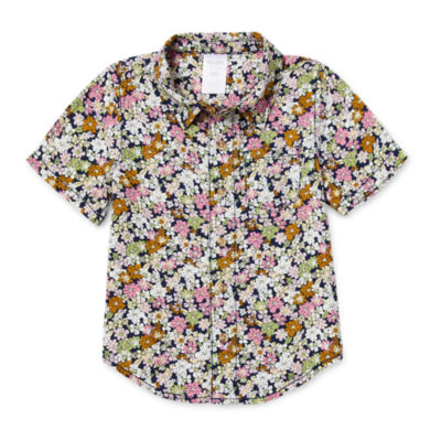 Okie Dokie Toddler Boys Short Sleeve Adaptive Button-Down Shirt